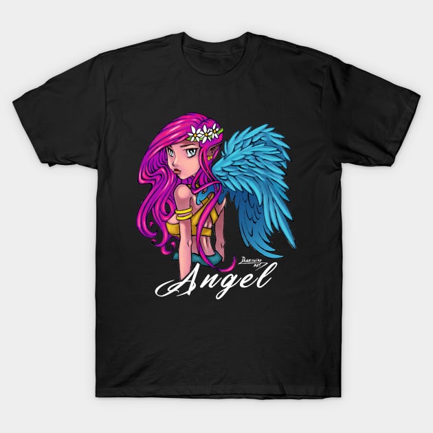 Cute Angel with Crown Flower T-Shirt by dnlribeiro88